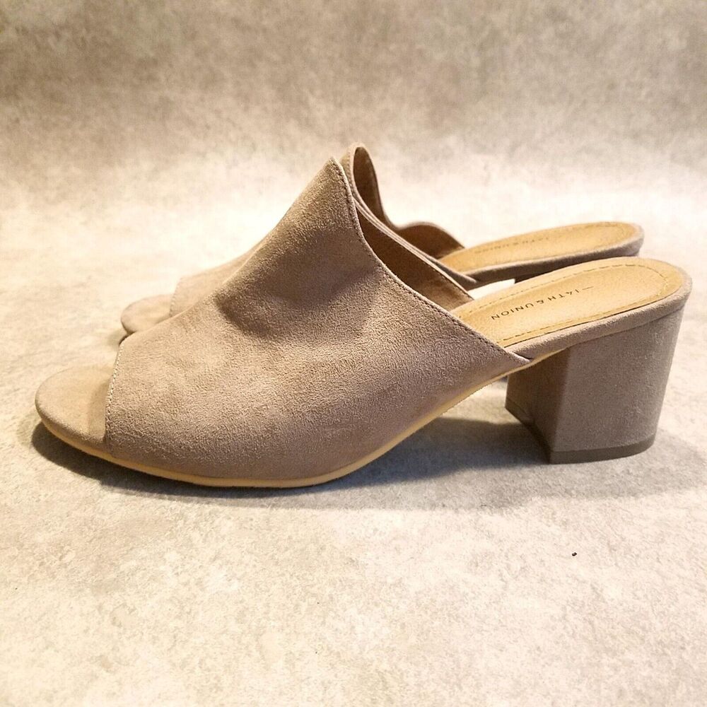 14th & Union Womens Hayzel Fab 58665 Size 7.5 Tan Open Toe Block Heel Sandals - Picture 5 of 9